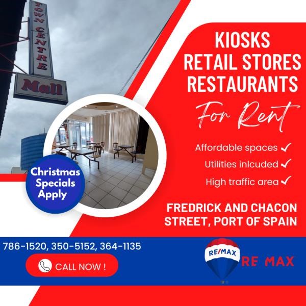 RE/MAX real estate, Trinidad and Tobago, Port-of-Spain, Retails Store Spaces for Rent at Town Center Mall, Port of Spain